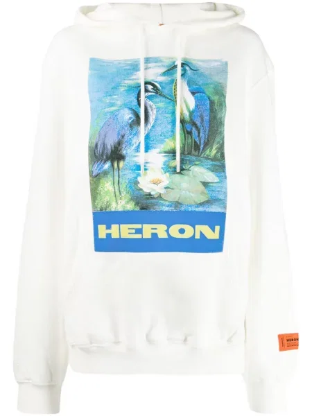 Hanorac cu glugă Heron Preston cu imagine alb