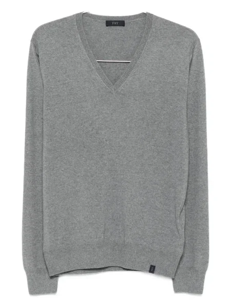 Pulover Fay de lână cu decolteu în V gri