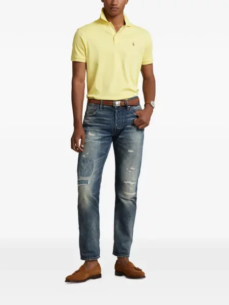 Tricou polo Polo Ralph Lauren cu glugă cu blană cu broderie roșu
