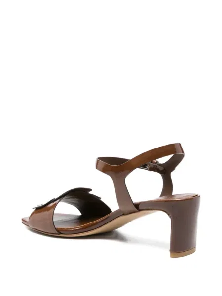 Kožené zkrácené lodičky Del Carlo na ramínka hnědé