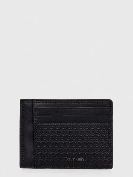 Bőr pénztárca Calvin Klein fekete