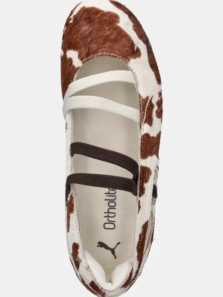 Кожаные балетки Puma бежевые