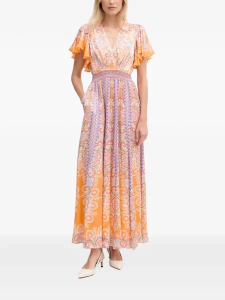 Rochie maxi Hale Bob cu imagine cu model paisley portocaliu