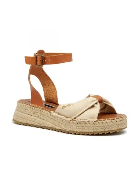 Pepe Jeans London Sandale KATE ONE cu adaos de piele maro
