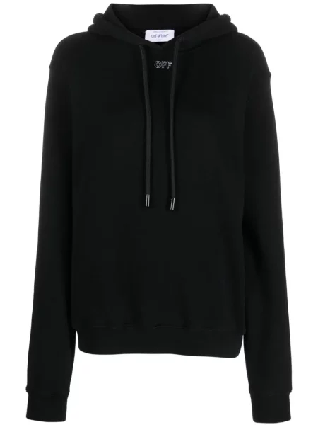 Hanorac cu glugă Off-white cu broderie