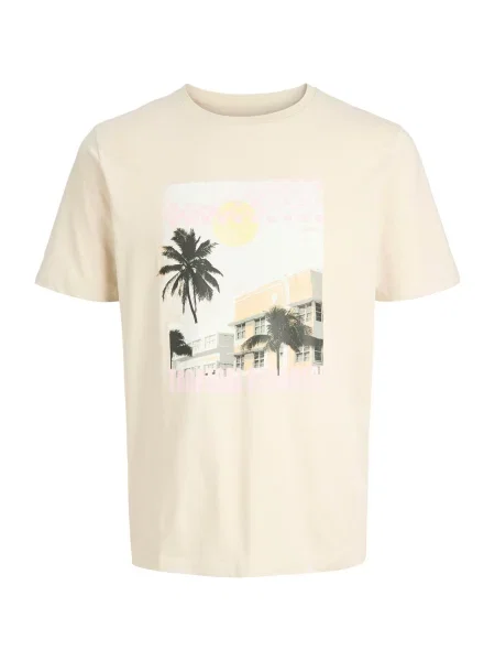 JJ Rebel Tricou JREBMASON crem / închis / roz verde