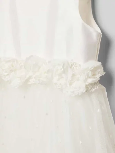 Sukienka midi z kwiatowym obszyciem Une Hautre Couture biała