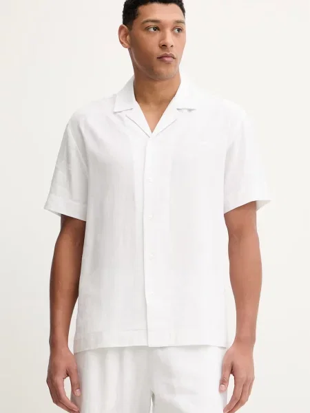 Srajca z dodatkom lanu Emporio Armani Underwear bela