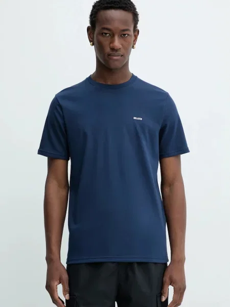 Тениска Hollister Co. с изчистен дизайн тъмносиньо