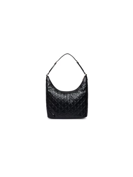 Calvin Klein Ročna torba Emblem Aop Debossed Medium Shbag črna