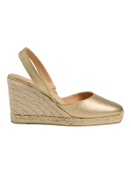 Espadryle Castaner skórzane na koturnie żółte