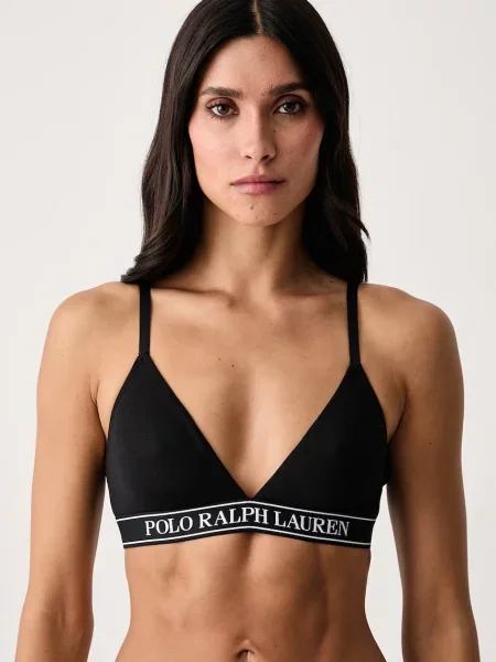 Polo Ralph Lauren trojúhelníková podprsenka s bavlnou černá
