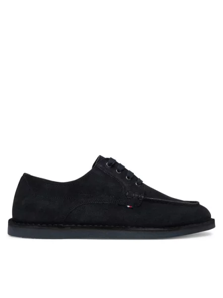 Tommy Hilfiger Nizki čevlji Stitchdown Suede Derby Mornarsko modra