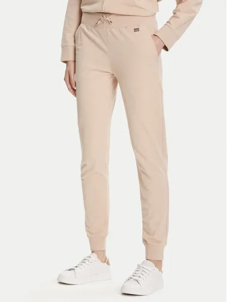 Спортен панталон Emporio Armani с изчистен дизайн бежово