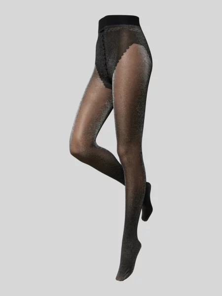 Rajstopy z elastycznym pasem i detalem z logo Joop! Collection czarne