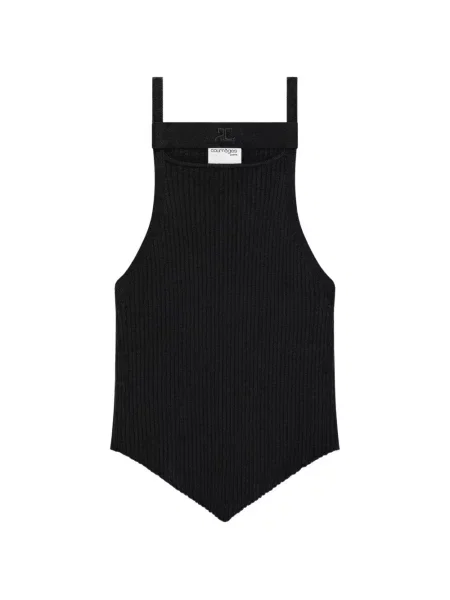 Top Courreges tricotate cu bretele negru