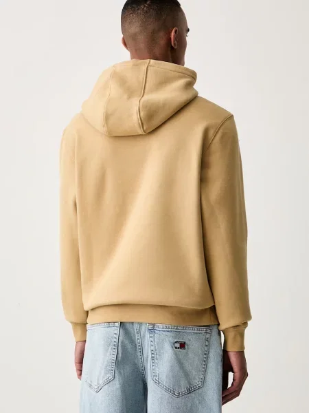 Tommy Jeans bluza z kapturem z bawełną beżowa
