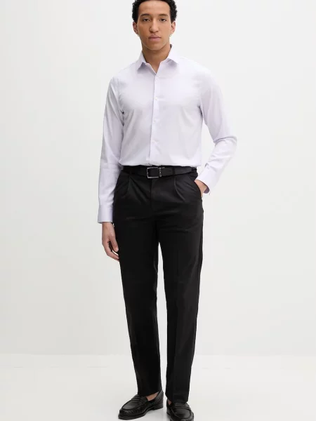 Calvin Klein srajca z bombažem in elastanom vijolična