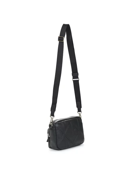 Calvin Klein Ľadvinka Emblem Aop Emboss Camera Bag čierna