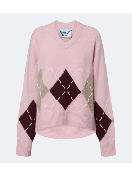 Pulover Arch4 din cașmir cu model argyle roz