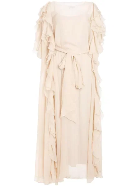 Sukienka na cienkich ramiączkach Baruni z falbankami