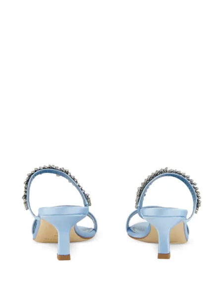 Сатенени сандали Manolo Blahnik с кристали синьо