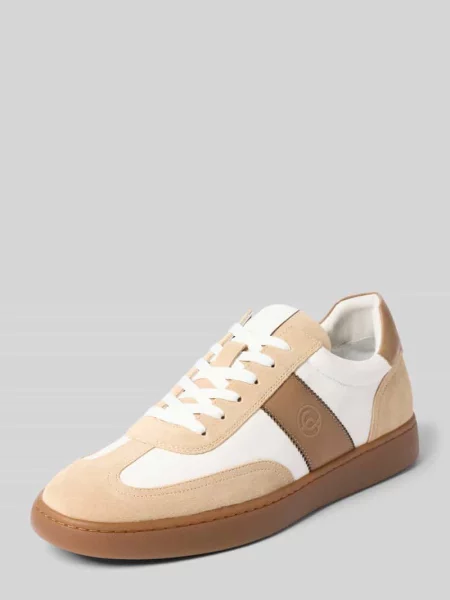 Sneakersy z naturalnej skóry z detalem z logo model Urs' Carl Gross beżowe
