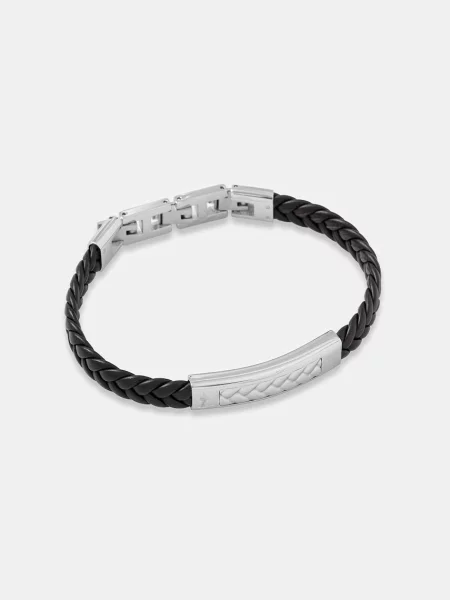 Trussardi zapestnica usnjena T-LEATHER črna