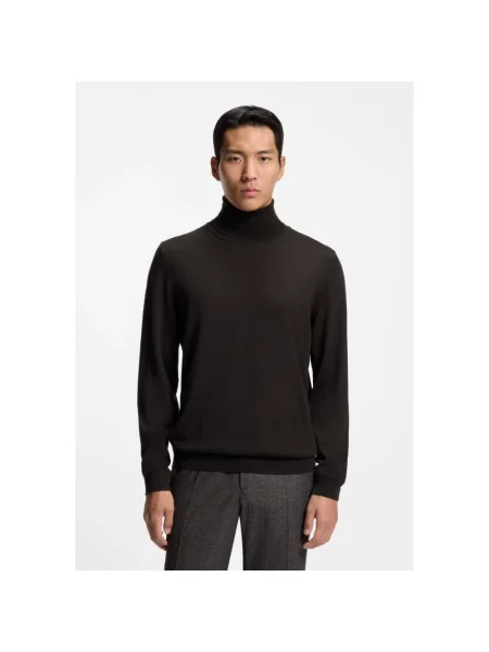 Sweter z golfem Boss wełniany czarny