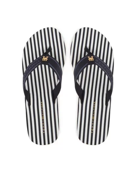 Tommy Hilfiger Japonki Th Stripes Wedge Beach Sandal niebieski