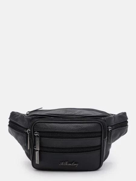 Кожаная поясная сумка Borsa Leather черная