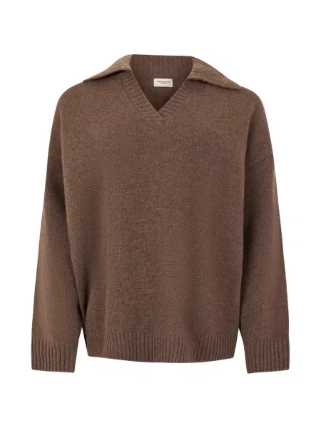 Gulerat pulover Weekend Max Mara cu decolteu în V maro