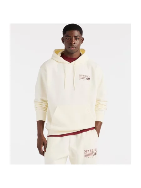 Bluza z kapturem New Balance Reimagined Fleece kremowy bordowy S biała
