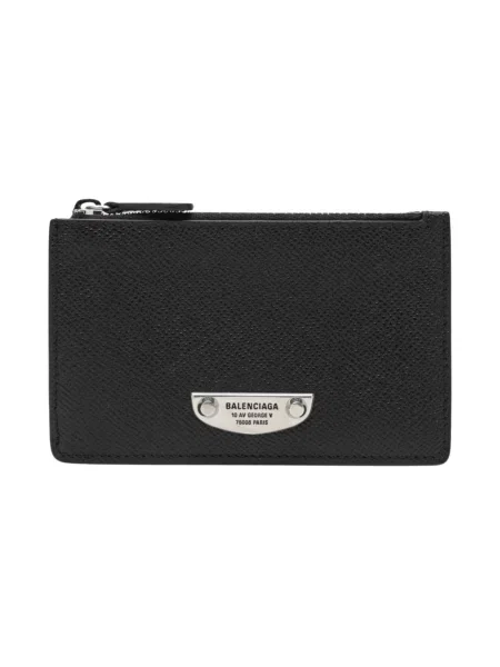 Lniany portfel Balenciaga czarny