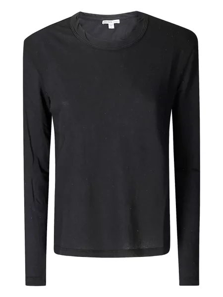 Tricou James Perse cu decolteu rotund lung negru