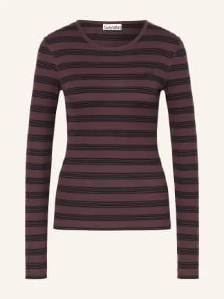 Ganni Koszulka Z Długim Rękawem braun czarna