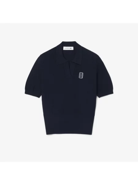 Lacoste Dziana Koszulka Polo Regular Fit Z Otwartym Kołnierzykiem I Naszywką granatowa
