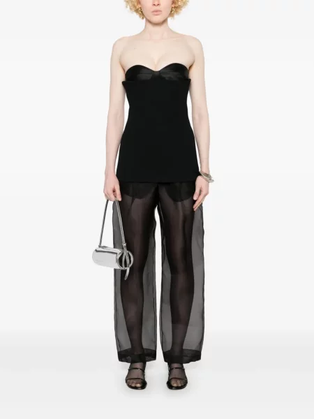 Pantaloni Khaite de mătase negru