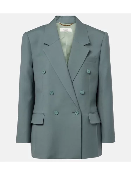 Sacou Chloé de lână cu două rânduri de nasturi verde