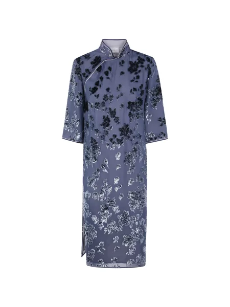 Gulerat rochie midi Pierre-louis Mascia cu model floral gri