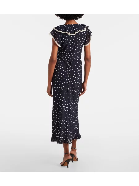 Rochie midi Rixo cu buline albastru