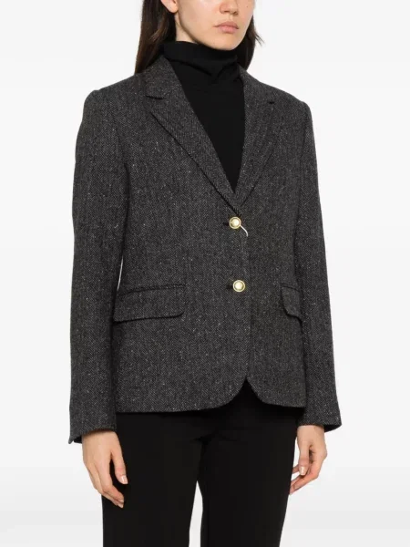 Sacou Gant cu model herringbone gri