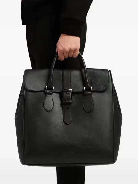 Geantă Kiton din piele cu cataramă negru