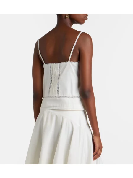 Top Staud cu broderie alb