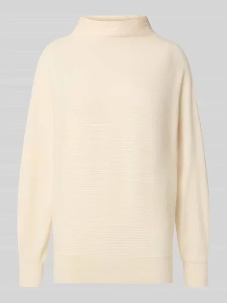 Sweter z dzianiny z mieszanki ze wzorem ze stójką Zero biały