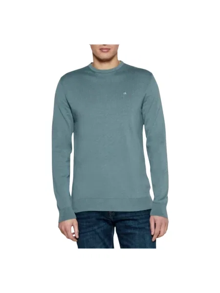 Lniany sweter Calvin Klein niebieski