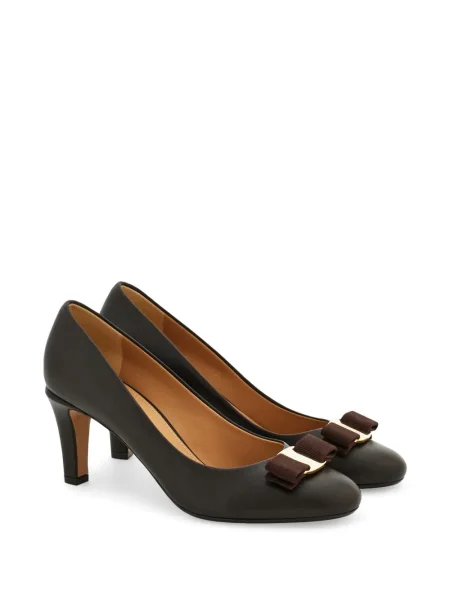 Pantofi cu toc Ferragamo cu funde maro