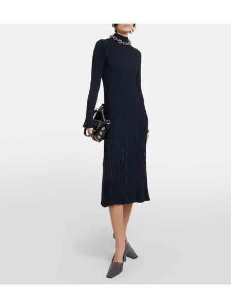 Pletené oblekové midi šaty Proenza Schouler po kolená modrá