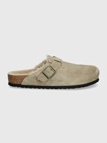 Шлепанцы Birkenstock из овчины бежевые