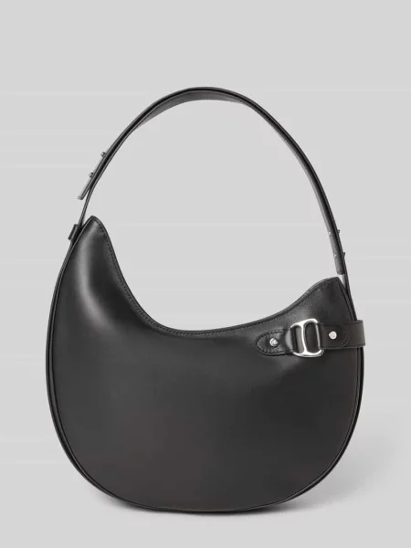 Torebka z naturalnej skóry bydlęcej z aplikacją z logo Ralph Lauren czarna